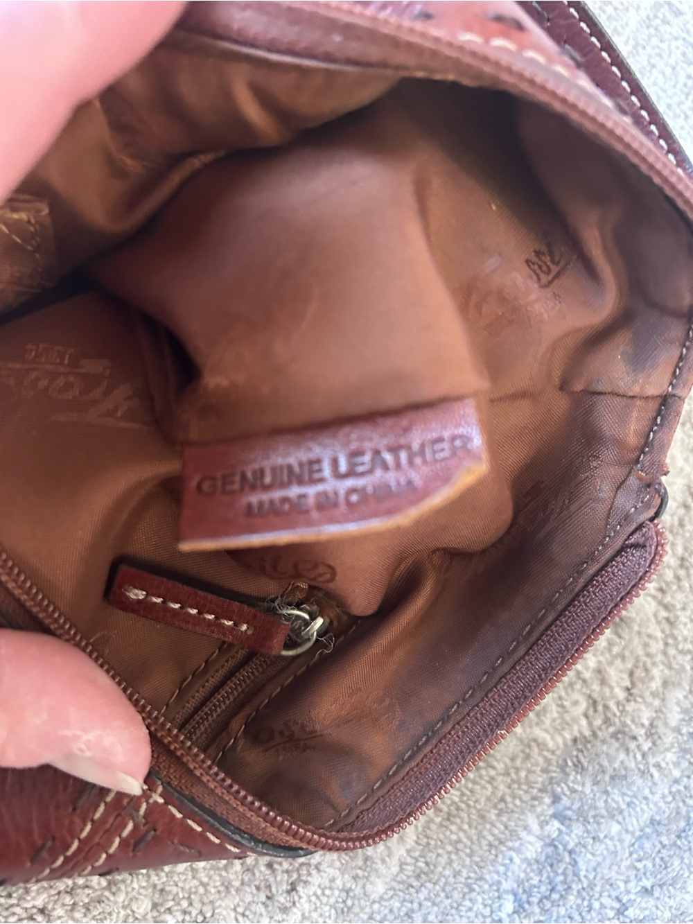 VTG Fossil 100% Leather Small Shoulder Bag Purse Reddish Brown Perfect Condition - Picture 7 of 11